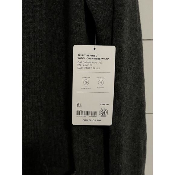 Athleta Spirit Refined Wool Cashmere Wrap Charcoal‎ Gray Heather Large NWT $259 - Picture 9 of 12